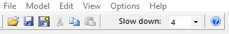 main toolbar with slow-down option